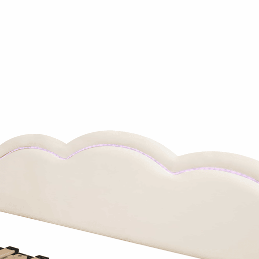 Cama individual 90 x 200 cm - extensível até 180 cm, com LED e porta USB - bege