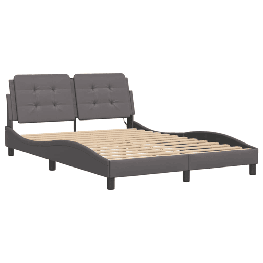 Estrutura de Cama de casal moderno com LED sem colchão Zadar 140x200cm cinza