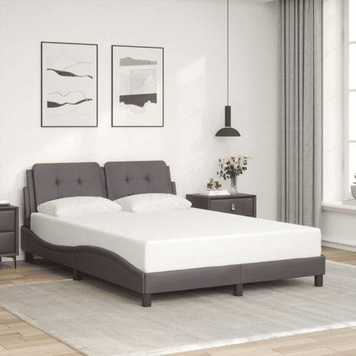 Estrutura de Cama de casal moderno com LED sem colchão Zadar 140x200cm cinza