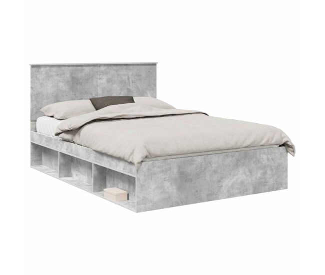 Estructura de cama matrimonial comodidad con cabecera - gris concreto 135 x 190 cm