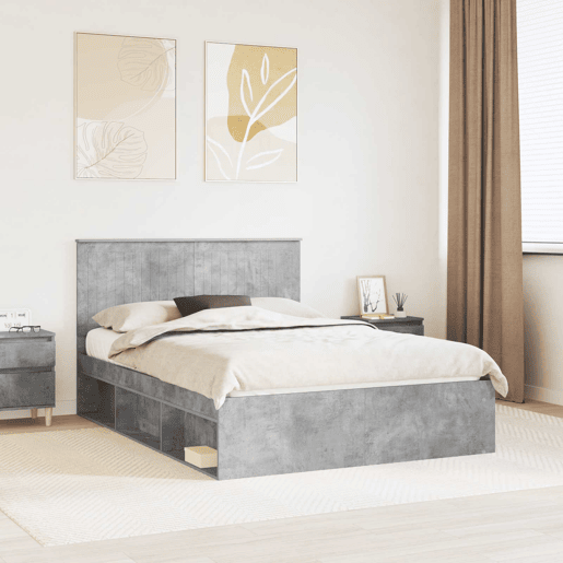 Estrutura da Cama de casal simple com cabeceira Cinza Concreto 135 x 190 cm