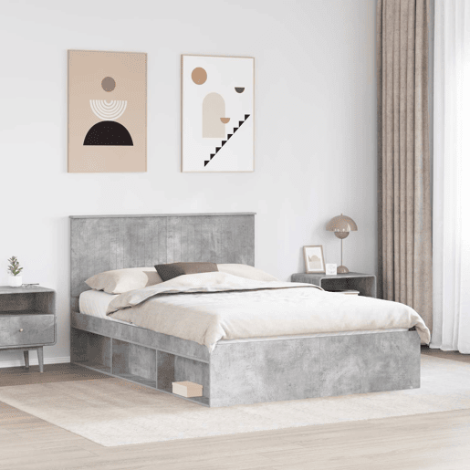Estrutura da Cama de casal simple com cabeceira Cinza Concreto 135 x 190 cm