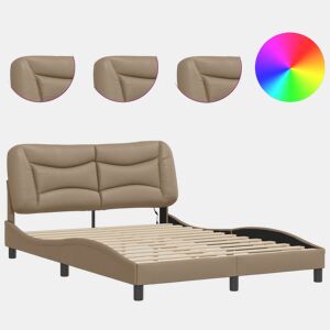 Estrutura de Cama de casal moderno com LED - 140x200cm cappuccino