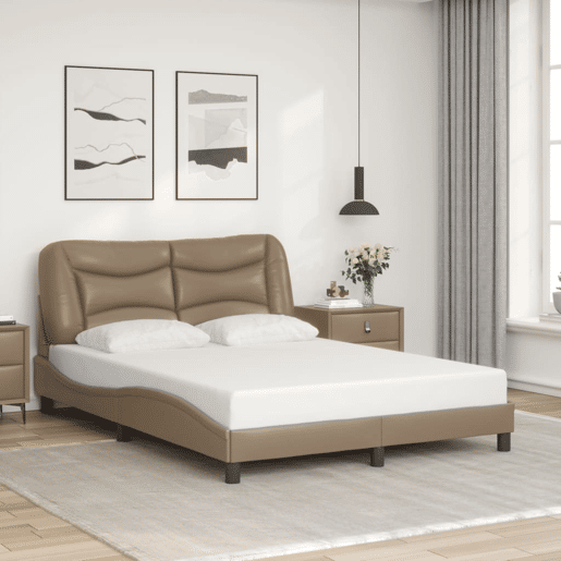 Estrutura de Cama de casal moderno com LED - 140x200cm cappuccino
