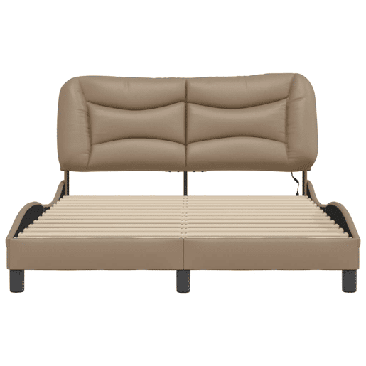 Estrutura de Cama de casal moderno com LED - 140x200cm cappuccino