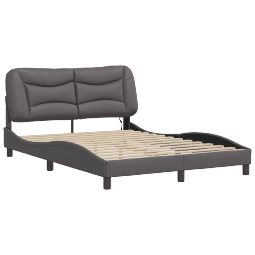 Estrutura de Cama de casal moderno com LED - 140x200cm cinza