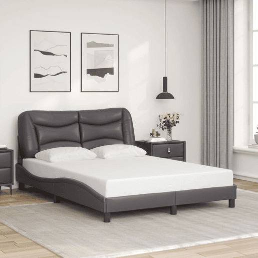 Estrutura de Cama de casal moderno com LED - 140x200cm cinza