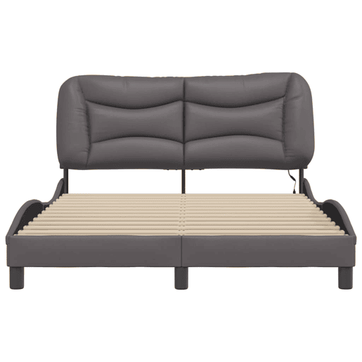 Estrutura de Cama de casal moderno com LED - 140x200cm cinza