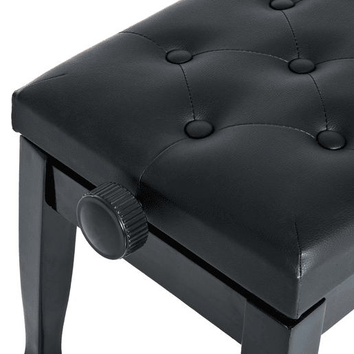 HOMCOM Banco de Piano Altura Ajustável Banco com Assento de Couro Sintético Pernas em Madeira Carga Máxima de 200 kg 64x35x55 cm,Preto