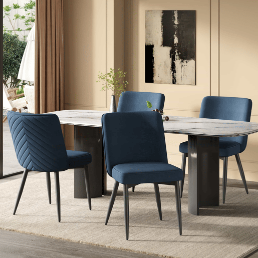 Cadeiras de sala de jantar 2 unidades - confortáveis e respiráveis, estilo moderno, veludo - azul escuro
