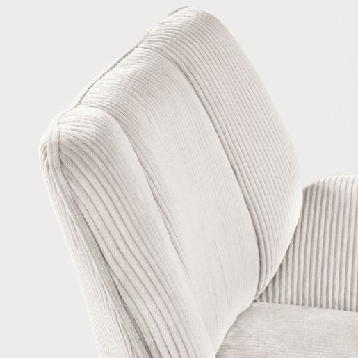 Poltrona De Escritório Ou Sala Giratória Estofada Em Tecido De Veludo Canelado Taupe Com Base Metálica Preta Altura Ajustável Estilo Escandinavo Ideal Para Ambientes Modernos