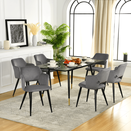 Pack de 6 Cadeiras de Jantar em Tecido Especial para Animais de Fácil Limpeza e Estilo Moderno da MEUBLES COSY
