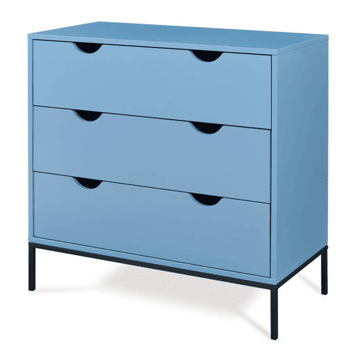 Cómoda Colwyn com 3 gavetas MDF 78x80x40 cm - Azul en.casa