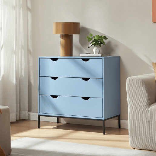 Cómoda Colwyn com 3 gavetas MDF 78x80x40 cm - Azul en.casa