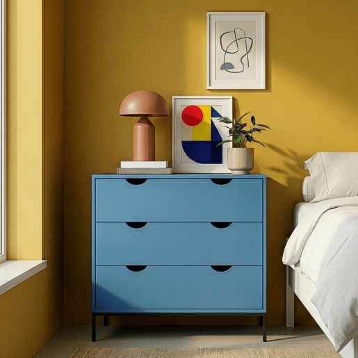 Cómoda Colwyn com 3 gavetas MDF 78x80x40 cm - Azul en.casa