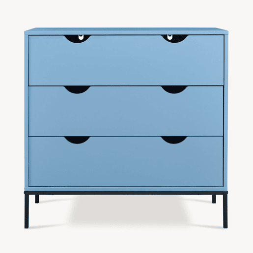 Cómoda Colwyn com 3 gavetas MDF 78x80x40 cm - Azul en.casa