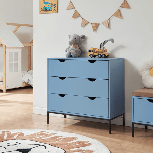 Cómoda Colwyn com 3 gavetas MDF 78x80x40 cm - Azul en.casa
