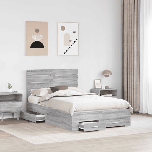 Estrutura da Cama de casal moderno para adultos com gaveta com cabeceira Madeira processada