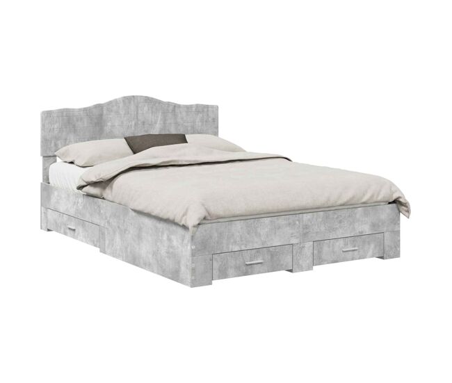 Estructura de cama matrimonial comodidad con cabecera - gris concreto 140 x 200 cm