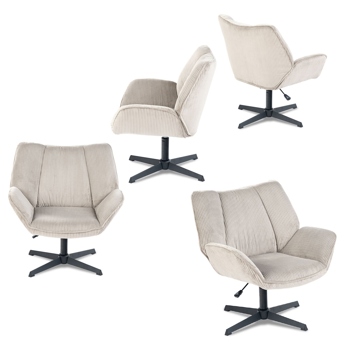 MEUBLES COSY 4 Sillones Relax Giratorios Tapizados Modernos