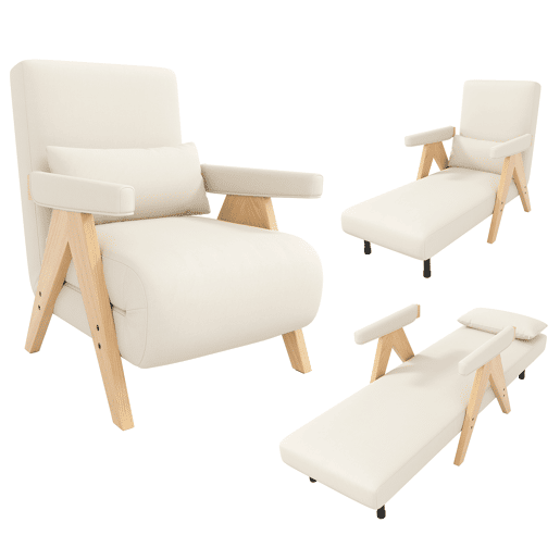 Sofá-cama dobrável de linho,bege