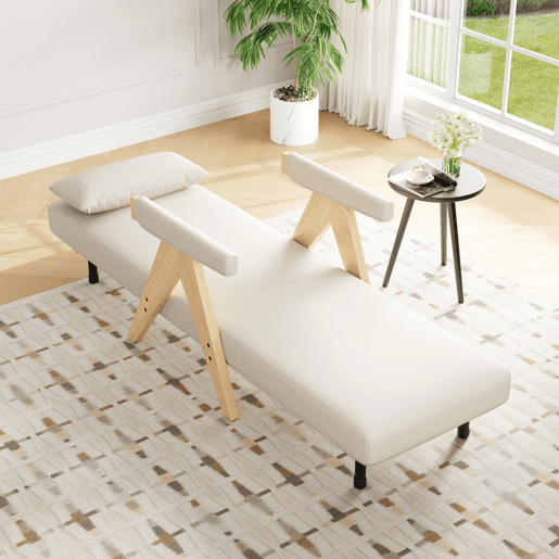 Sofá-cama dobrável de linho,bege