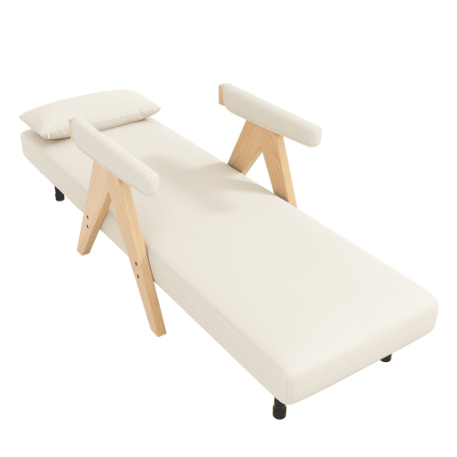 Sofá-cama dobrável de linho,bege