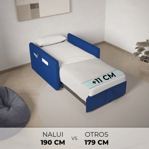 Poltrona cama Nest 1 Nalui Recliner 3 em 1 (93x100x79cm) com 2 almofadas Azul Marino