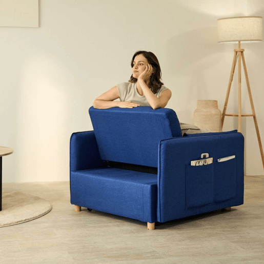 Poltrona cama Nest 1 Nalui Recliner 3 em 1 (93x100x79cm) com 2 almofadas Azul Marino
