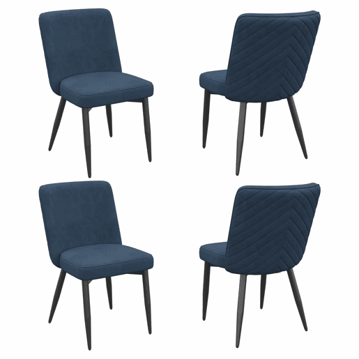 Cadeiras de sala de jantar 4 unidades - confortáveis e respiráveis, estilo moderno, veludo - azul escuro