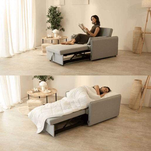 Poltrona cama Nest 1 Nalui Recliner 3 em 1 (93x100x79cm) com 2 almofadas Gris