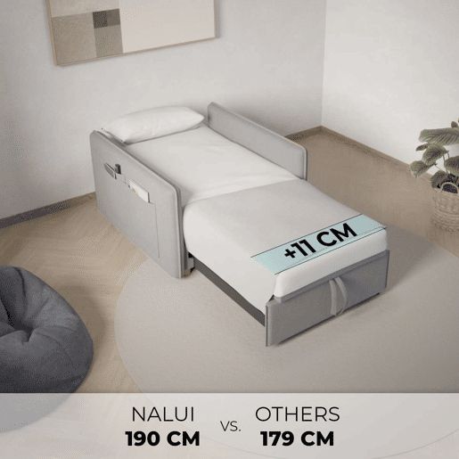 Poltrona cama Nest 1 Nalui Recliner 3 em 1 (93x100x79cm) com 2 almofadas Gris