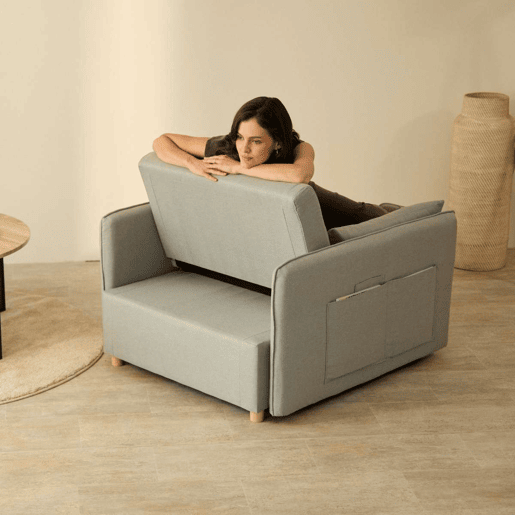 Poltrona cama Nest 1 Nalui Recliner 3 em 1 (93x100x79cm) com 2 almofadas Gris