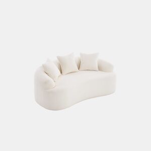 Sofá modular de 2 lugares - estilo contemporâneo, compacto, com 3 almofadas decorativas, sem montagem - branco