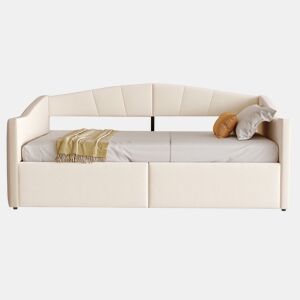 Sofá-cama 90x200 cm - Com arrumação hidráulica, com estrado e braços, bege