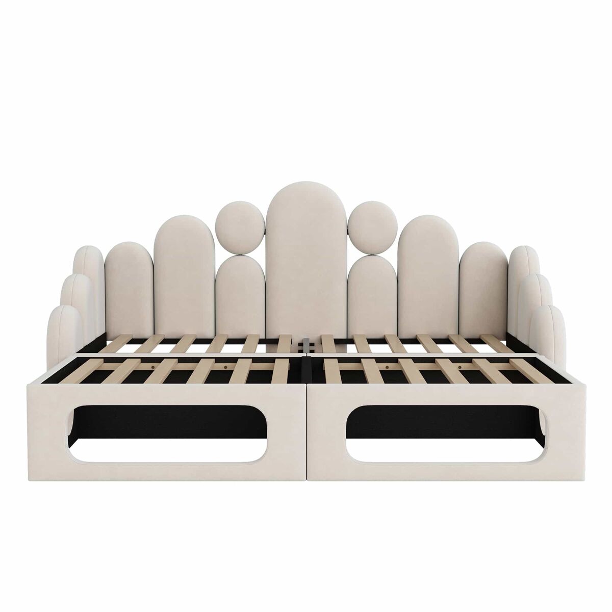 Sofá cama 180x200 cm - 2 en 1 multifuncional con cama para mascotas, tapizado en terciopelo, con somier y respaldo - beige