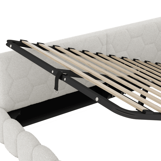 Cama de dia 140x200 - Sofá-cama com LED, armazenamento hidráulico, USB e Tipo-C - Branco