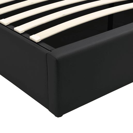Cama de casal 90x200 cm - Polipiel, cabeceira, LED, armazenamento hidráulico - Preto