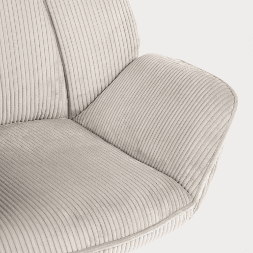 Conjunto 6 Poltronas De Escritório Ou Sala Giratória Estofada Em Tecido De Veludo Canelado Taupe Com Base Metálica Preta Altura Ajustável Estilo Escandinavo Ideal Para Ambientes Modernos