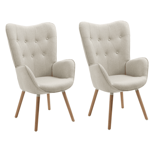 Pack de 2 Poltronas de Sala Estilo Escandinavo Estofadas em Tecido Bege com Estrutura de Aço Estável e Design Relaxante da MEUBLES COSY Pack de 2 Poltronas de Sala Estilo Escandinavo Estofadas em Tecido Bege com Estrutura de Aço Estável e Design Relaxante da MEUBLES COSY