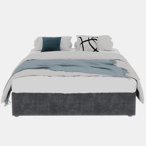 Cama estofada 160x200 - minimalista, com elevador pneumático - cinzenta