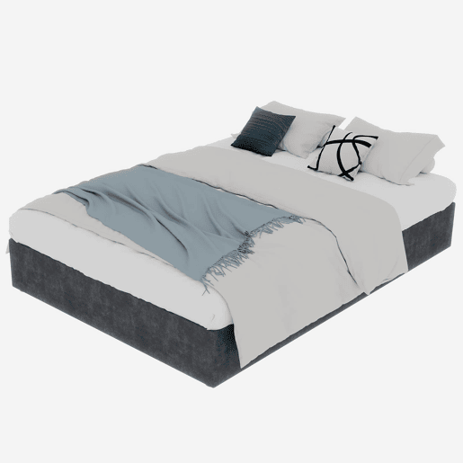 Cama estofada 160x200 - minimalista, com elevador pneumático - cinzenta