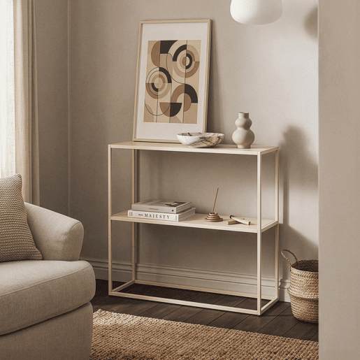 Mesa de consola Strömstad em aço 80 x 80 x 26 cm - camelo en.casa