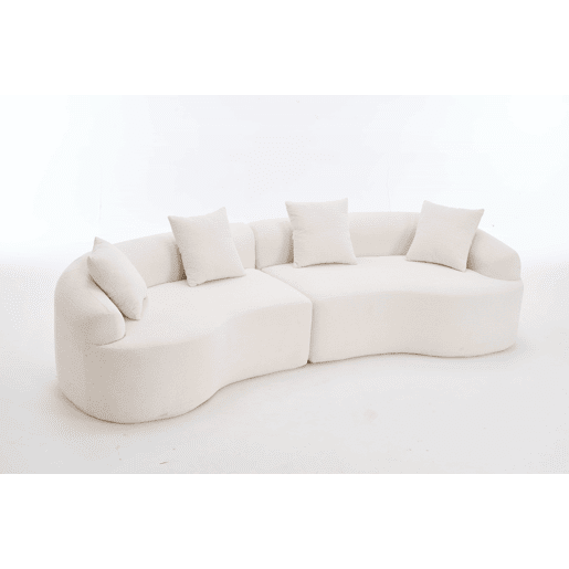 Sofá modular curvo de 4 lugares - Chenille moderno, confortável e elegante - Branco