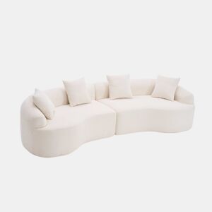 Sofá modular curvo de 4 lugares - Chenille moderno, confortável e elegante - Branco