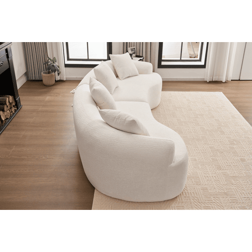 Sofá modular curvo de 4 lugares - Chenille moderno, confortável e elegante - Branco