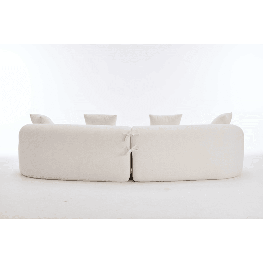 Sofá modular curvo de 4 lugares - Chenille moderno, confortável e elegante - Branco