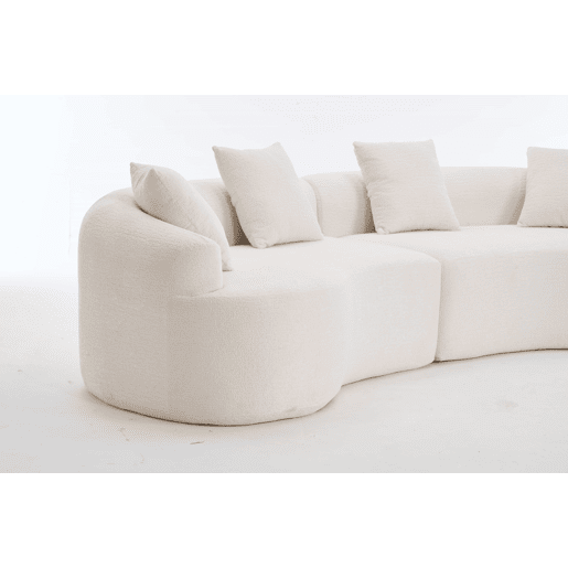 Sofá modular curvo de 4 lugares - Chenille moderno, confortável e elegante - Branco
