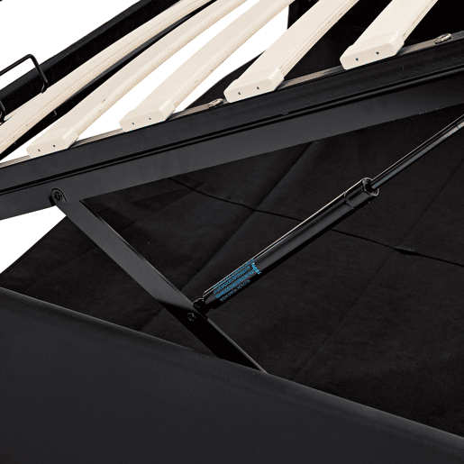 Cama contentora em couro sintético 140x190 cm com LED - com portas de carregamento (com e sem fios) - Preto