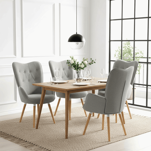 Pack de 2 Poltronas Relax de Estilo Nordico com Encosto Alto Capitone e Pes de Madeira para Sala ou Leitura da MEUBLES COSY